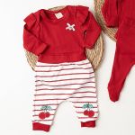 Body longo c/ Calça (Mijão) em ribana Cerejinhas - Mini & Co.