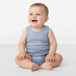 Body regata em algodão egípcio Azul Niagara - Mini & Co.