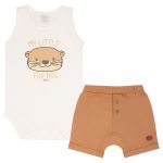 Body regata c/ Short em algodão egípcio Forest - Mini & Co.