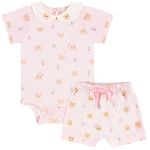 Body curto c/ Short em suedine Ursinha Rosa - Up Baby