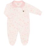 Macacão longo c/ golinha em algodão egípcio Provence Rosa - Mini & Co.