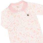 Macacão longo c/ golinha em algodão egípcio Provence Rosa - Mini & Co.