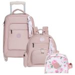 Mala com rodinhas + Mochila Noah + Necessaire Flora - Masterbag