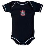 Body curto em malha Corinthians Oficial Preto - Torcida Baby
