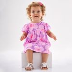 Vestido em meia malha Floral Rosa - Up Baby