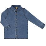 Camisa manga longa Jeans Denim Azul Escuro - Up Baby