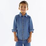 Camisa manga longa Jeans Denim Azul Escuro - Up Baby