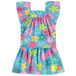 Vestido em meia malha Floral Azul - Up Baby