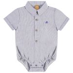 Body Camisa em linho Azul - Up Baby