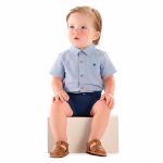 Body Camisa em linho Azul - Up Baby
