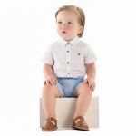 Body Camisa em linho Natural - Up Baby