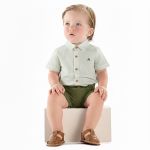 Body Camisa em linho Verde Visco - Up Baby