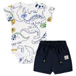 Body curto c/ Bermuda em meia malha Silly Dino - Up Baby