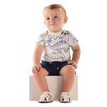 Body curto c/ Bermuda em meia malha Silly Dino - Up Baby