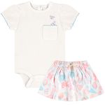 Body curto c/ Saia em suedine Jardim Rosa - Up Baby
