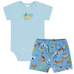 Body curto c/ Short em suedine Cachorrinho Verão - Up Baby