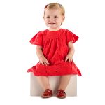 Vestido em laise de algodão Vermelho - Up Baby