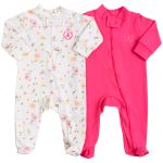 Pack 2 Macacões longos zíper em algodão egípcio Le Jardin - Coquelicot