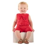 Macacão regata em laise de algodão Vermelho - Up Baby