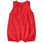 Macacão regata em laise de algodão Vermelho - Up Baby