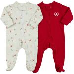 Pack 2 Macacões Longos Zíper em Algodão Egípcio Ladybug - Coquelicot