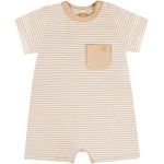 Macacão curto em cotton Listrado Caqui - Up Baby