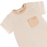 Macacão curto em cotton Listrado Caqui - Up Baby
