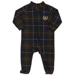 Pack 2 Macacões longos com zíper para bebê em algodão egípcio Xadrez Verde - Coquelicot