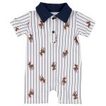 Macacão Polo curto em Algodão Egípcio Teddy Bear - Coquelicot