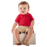 Body Polo c/ Bermuda em piquet Vermelho - Up Baby