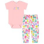 Body curto c/ Calça (Mijão) em suedine Little City - Up Baby
