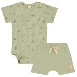 Body curto c/ Short em Algodão Sustentável Folhas Nature - Up Baby