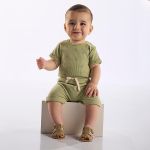 Body curto c/ Short em Algodão Sustentável Folhas Nature - Up Baby