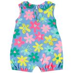 Macacão regata em malha Floral Azul - Up Baby