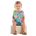 Macacão regata em malha Floral Azul - Up Baby