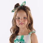 Amarrador de Cabelo em viscolinho Quadriculado Verde - Três e Já