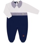 Macacão longo c/ golinha em tricot Provence Marinho - Mini & Co.
