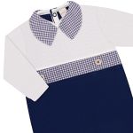 Macacão longo c/ golinha em tricot Provence Marinho - Mini & Co.