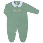 Macacão longo c/ golinha em tricot Flores Verde - Mini & Co.