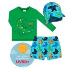 Conjunto de banho Jacaré: Camiseta Surfista + Boné + Sunga - Tip Top