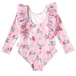 Maiô longo Kids c/ proteção UV FPS +50 Passarinhos Rosa - Tip Top