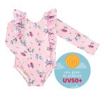 Maiô longo Kids c/ proteção UV FPS +50 Passarinhos Rosa - Tip Top