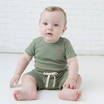 Shorts em algodão egípcio Verde Escuro - Mini & Co.