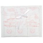 Kit com 3 paninhos de boca em malha Toile de Jouy Rosa - Coquelicot