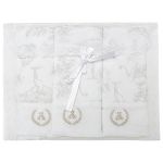 Kit com 3 paninhos de boca em malha Toile de Jouy - Coquelicot
