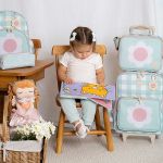 Mochila com rodinhas + Lancheira Térmica Kids Margaridas Menta - Masterbag Kids