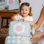Mochila com rodinhas + Lancheira Térmica Kids Margaridas Menta - Masterbag Kids