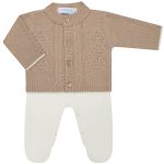 Jardineira c/ Cardigan em tricot Vicenzo Bege - Mundo Faz de Conta