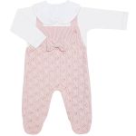 Jardineira c/ Body longo em tricot Eloá Rosa - Mundo Faz de Conta