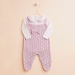 Jardineira c/ Body longo em tricot Eloá Rosa - Mundo Faz de Conta